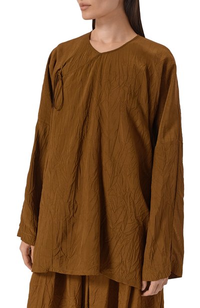 Блузка из вискозы UMA WANG коричневого цвета по цене 97300 руб., арт. UP1013, фото 3 Блузка из вискозы UMA WANG, арт. UP1013, фото 3