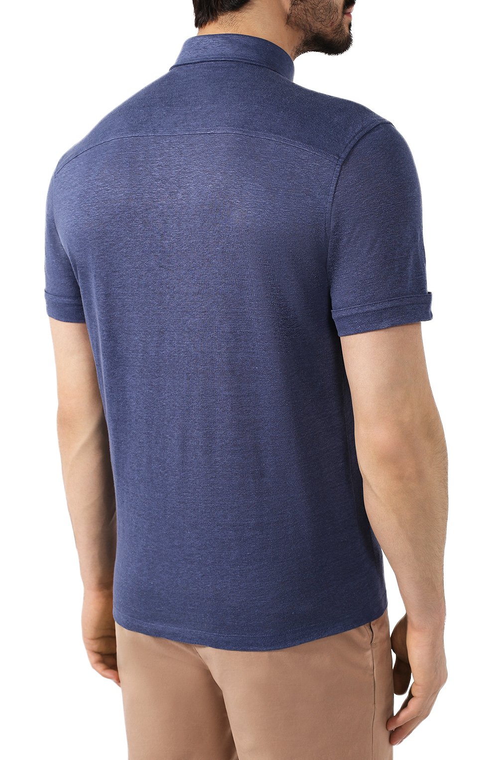 Льняное поло ZEGNA синего цвета по цене 39950 руб., арт. UU564/723, фото 4 Льняное поло ZEGNA, арт. UU564/723, фото 4