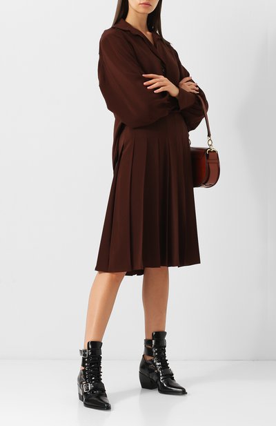 Однотонное шелковое платье со складками CHLOÉ, арт. CHC18WR036004, фото 2