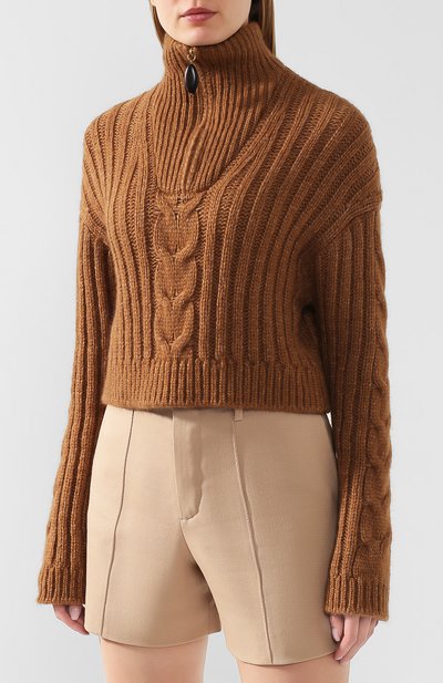 Свитер NANUSHKA коричневого цвета по цене 43500 руб., арт. ERIA_BR0WN_CABLE KNIT, фото 3 Свитер NANUSHKA, арт. ERIA_BR0WN_CABLE KNIT, фото 3