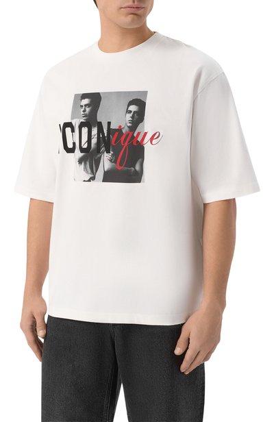 Хлопковая футболка DSQUARED2 белого цвета по цене 35100 руб., арт. S78GD0124/D20106, фото 3 Хлопковая футболка DSQUARED2, арт. S78GD0124/D20106, фото 3