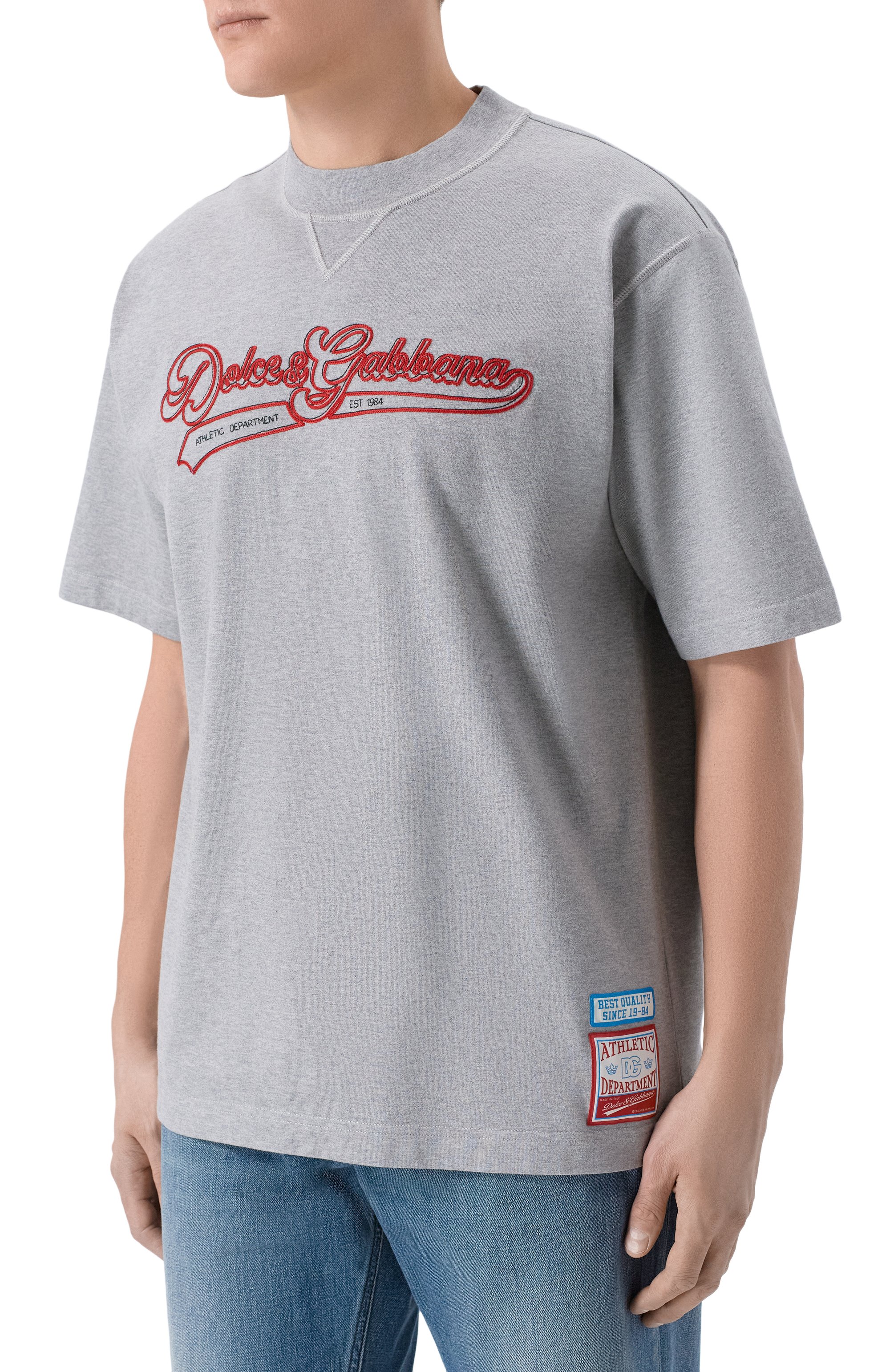 Хлопковая футболка DOLCE & GABBANA серого цвета по цене 85850 руб., арт. G8T06Z/G7P0N, фото 3 Хлопковая футболка DOLCE & GABBANA, арт. G8T06Z/G7P0N, фото 3