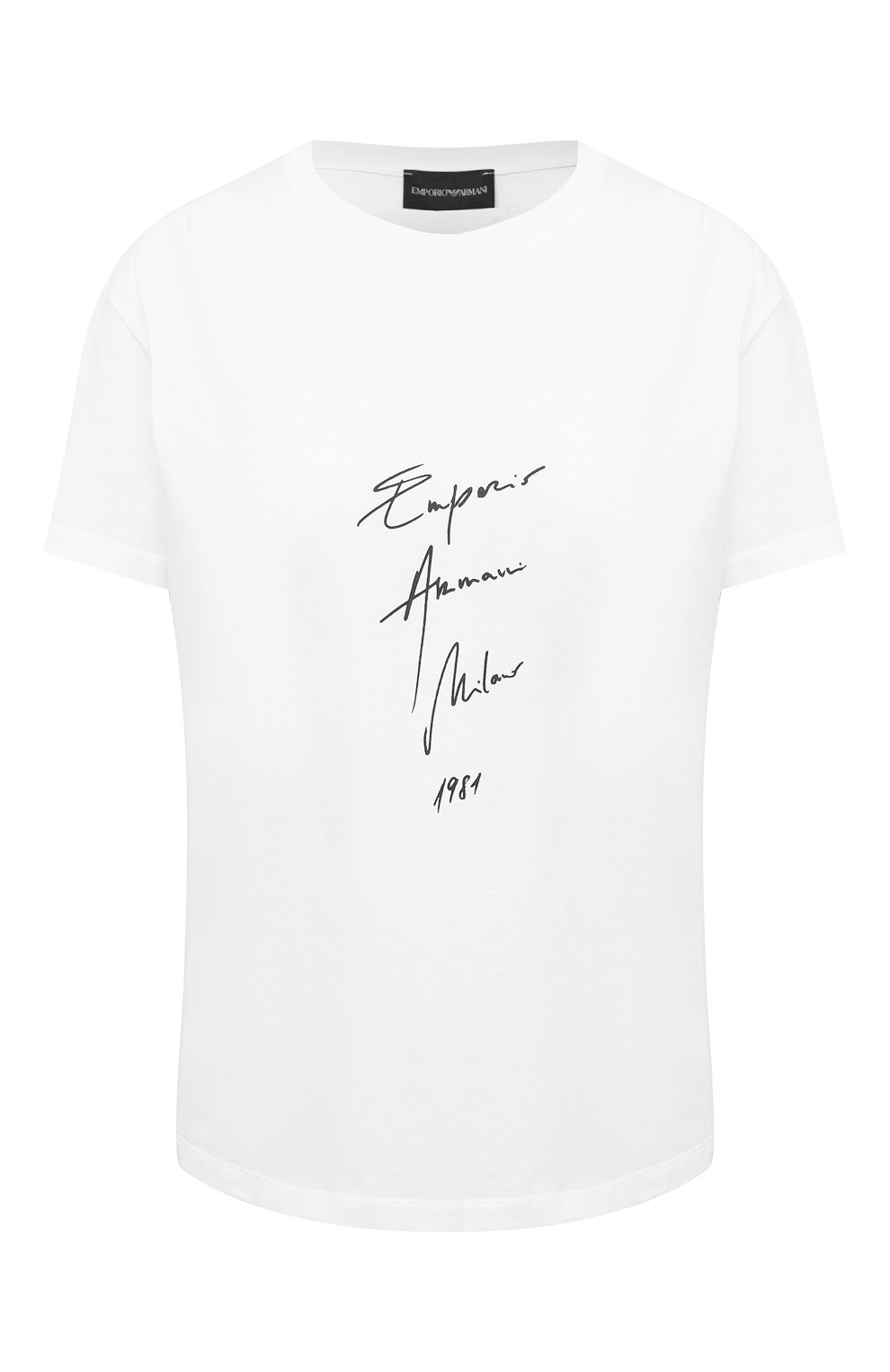 Хлопковая футболка EMPORIO ARMANI белого цвета по цене 11600 руб., арт. 3K2T7B/2J95Z, фото 1 Хлопковая футболка EMPORIO ARMANI, арт. 3K2T7B/2J95Z, фото 1