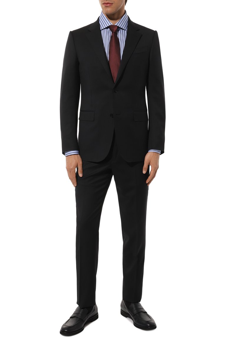 Мужская хлопковая сорочка ZEGNA голубого цвета, арт. 701529A7/9MS0BA | Фото 2 (Материал внешний: Хлопок; Рукава: Длинные; Длина (для топов): Стандартные; Манжеты: На пуговицах; Стили: Кэжуэл; Принт: Полоска; Рубашки М: Slim Fit; Случай: Повседневный; Воротник: Акула; Детали: Без декора; Автоматизация ТО: Проставлено; Автоматизация состава: Проставлено)