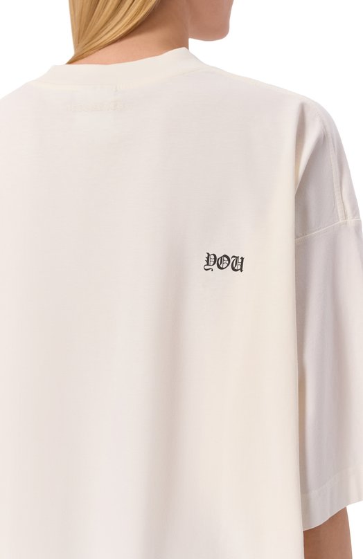 Хлопковая футболка VETEMENTS ME76TR188V/1200 LIGHT JERSEY Кремовый  ME76TR188V/1200 LIGHT JERSEY Фото 5