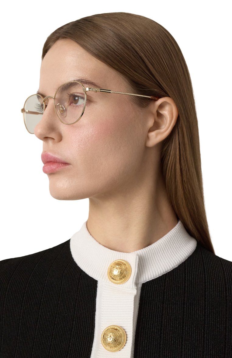 Женские оправа GUCCI золотого цвета, арт. GG17470A 003 | Фото 2 (Региональные ограничения белый список (Axapta Mercury): Не проставлено; Нос: Не проставлено; Тип очков: Оправа; Материал: Металл; Оптика Гендер: оптика-женское; Очки форма: Круглые)