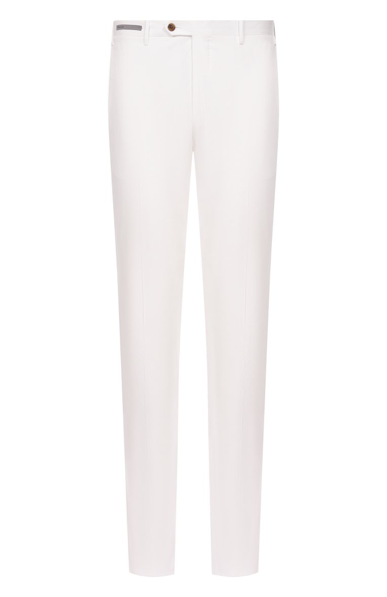 Мужские хлопковые брюки CORNELIANI белого цвета, арт. 254B01-2514517 | Фото 1 (Длина (брюки, джинсы): Стандартные; Материал внешний: Хлопок; Силуэт М (брюки): Чиносы; Случай: Повседневный; Стили: Кэжуэл)