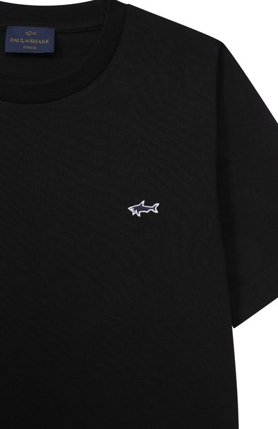Хлопковая футболка PAUL & SHARK JUNIOR черного цвета по цене 9310 руб., арт. WMM004/LAA01, фото 3 Хлопковая футболка PAUL & SHARK JUNIOR, арт. WMM004/LAA01, фото 3