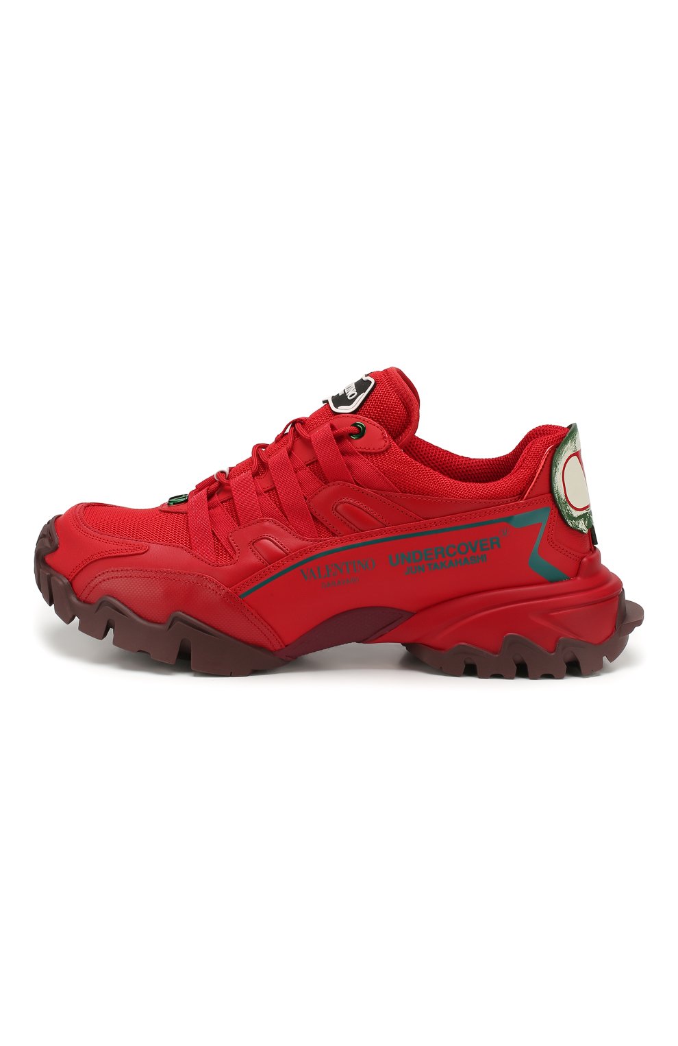 Мужские красные кожаные кроссовки valentino garavani x undercover