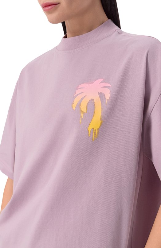 Хлопковая футболка Palm Angels PWAA07BS26JER004 Фиолетовый  PWAA07BS26JER004 Фото 5