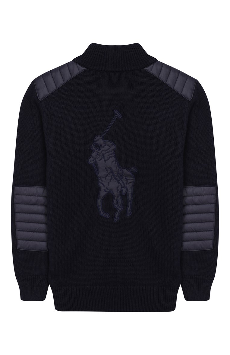 Детский свитер из хлопка и шерсти POLO RALPH LAUREN темно-синего цвета, арт. 321749930 | Фото 2 (Статус проверки: Проверена категория, Проверено; Материал внешний: Хлопок, Шерсть; Рукава: Длинные; Принт: С принтом; Мальчики Кросс-КТ: Свитер-одежда)
