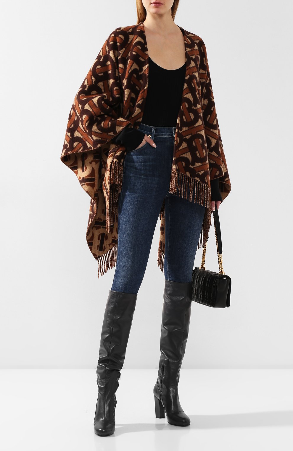 Шерстяное пончо BURBERRY коричневого цвета по цене 167500 руб., арт. 8021873, фото 2 Шерстяное пончо BURBERRY, арт. 8021873, фото 2