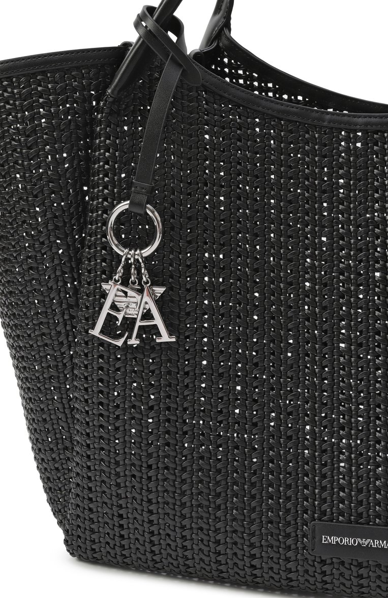 Женская сумка-тоут EMPORIO ARMANI черного цвета, арт. EW001008/AF14309 | Фото 3 (Автоматизация ТО: Проставлено; Материал: Экокожа; Размер: large; Автоматизация состава: Проставлено)