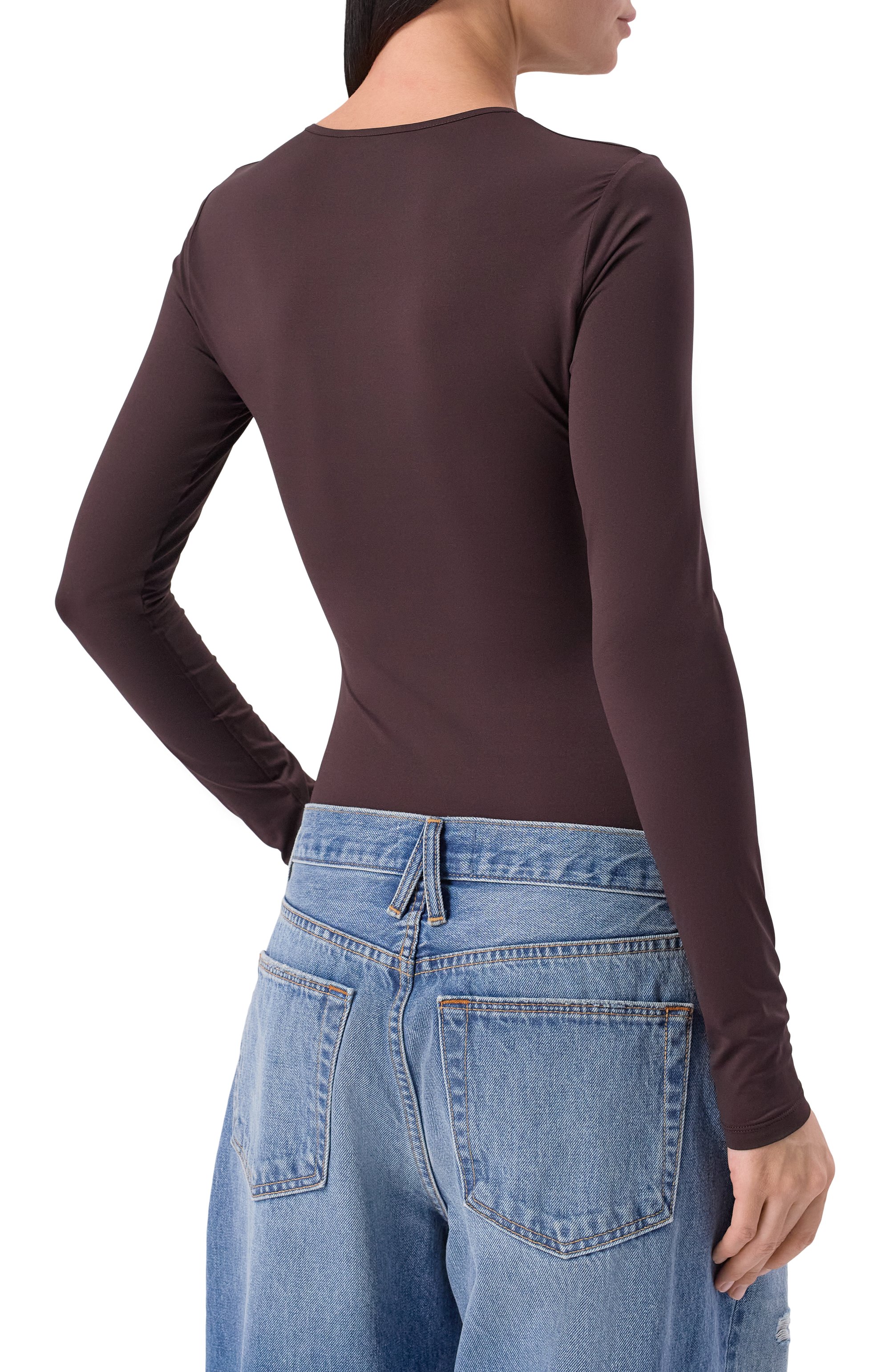 Боди aura AGOLDE коричневого цвета по цене 30750 руб., арт. A72941460, фото 4 Боди aura AGOLDE, арт. A72941460, фото 4