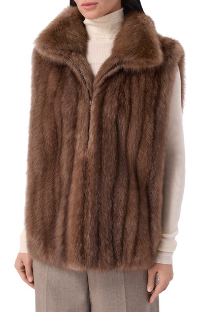 Жилет из соболя MVST коричневого цвета по цене 5625000 руб., арт. M012/SABLE WILD TORTOR SIL 4, фото 3 Жилет из соболя MVST, арт. M012/SABLE WILD TORTOR SIL 4, фото 3