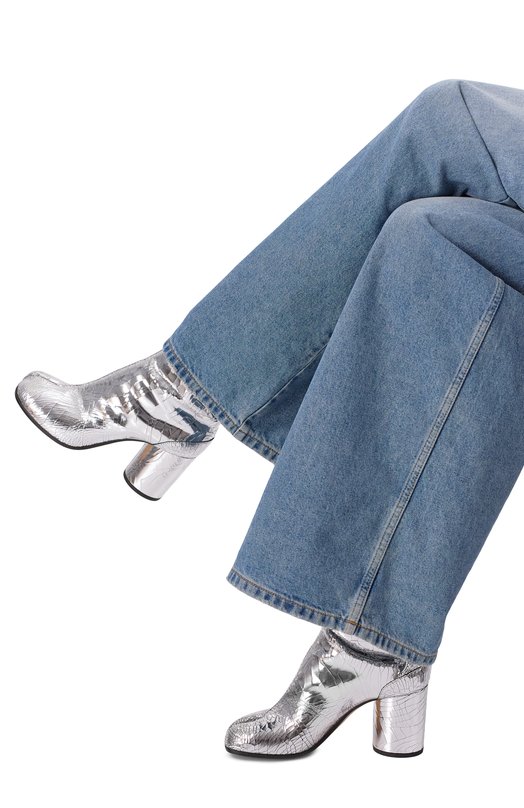 Кожаные ботильоны Tabi Maison Margiela S58WU0260/P5016 Серебряный  S58WU0260/P5016 Фото 2