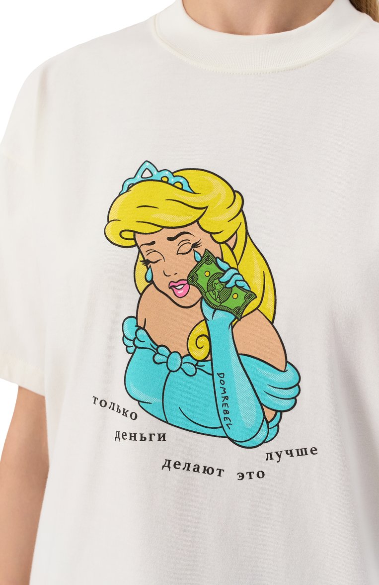 Женская хлопковая футболка DOMREBEL белого цвета, арт. M0NEY TEARS/T-SHIRT | Фото 5 (Материал внешний: Хлопок; Длина (для топов): Удлиненные; Рукава: Короткие; Принт: С принтом; Стили: Кэжуэл; Женское Кросс-КТ: Футболка-одежда)