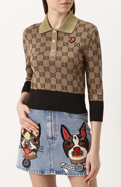 Пуловер с отложным воротником и укороченным рукавом GUCCI, арт. 501252/X9Q05, фото 3