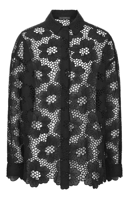 Хлопковая рубашка Vika Gazinskaya SS26-12238-962 Чёрный SS26-12238-962