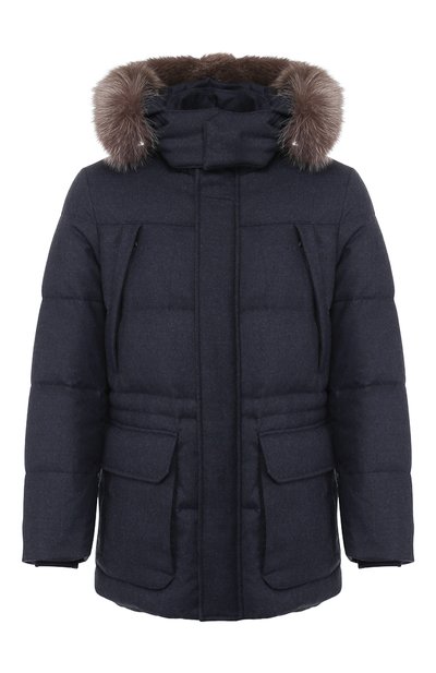 Шерстяной пуховик с меховой отделкой CORNELIANI, арт. 8425J7-9820182/00, фото 1