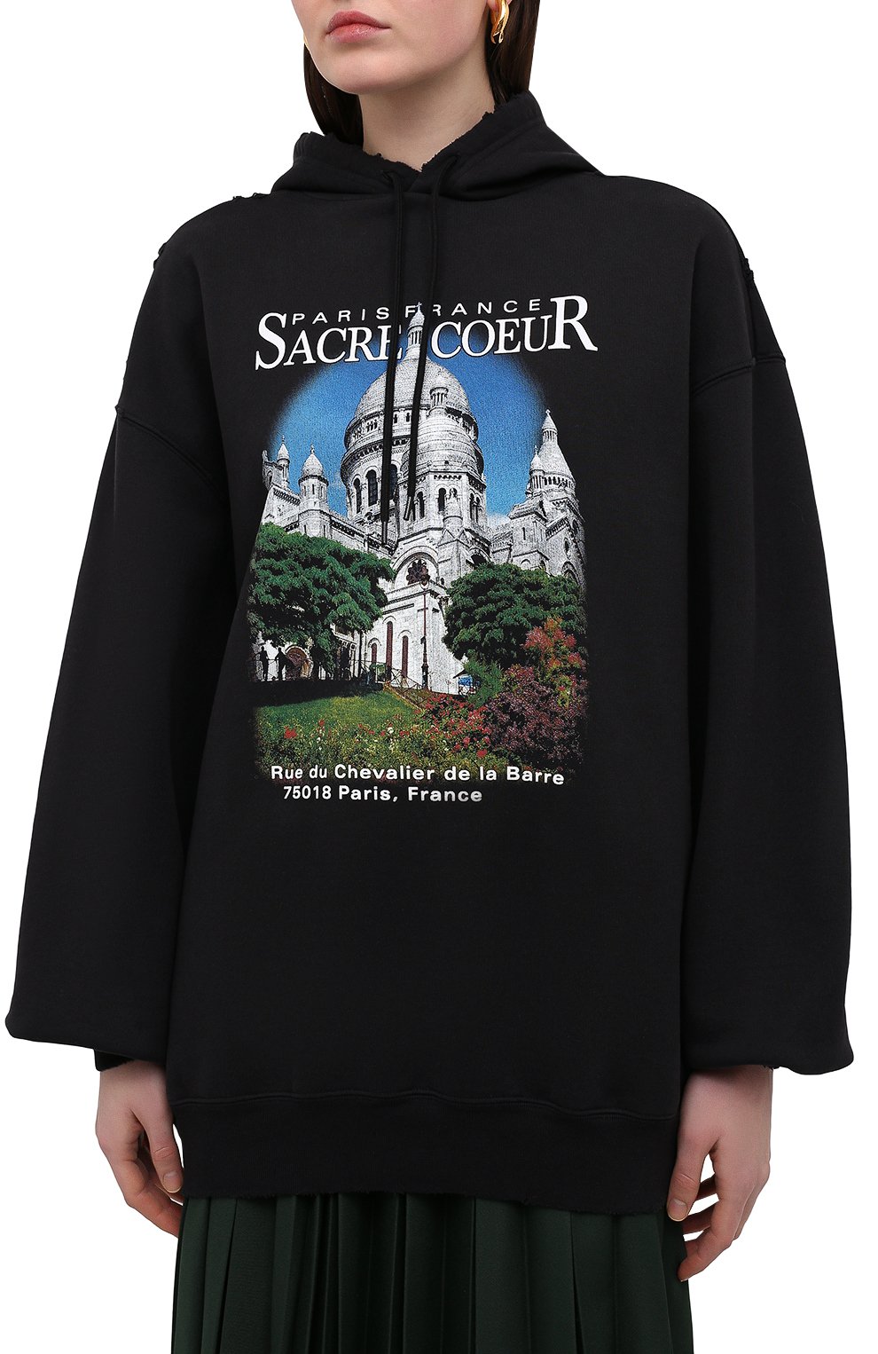 Хлопковое худи BALENCIAGA черного цвета по цене 108500 руб., арт. 641529/TJVH9, фото 3 Хлопковое худи BALENCIAGA, арт. 641529/TJVH9, фото 3