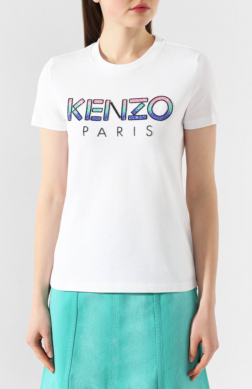 Хлопковая футболка KENZO белого цвета по цене 21150 руб., арт. FA52TS821936, фото 3 Хлопковая футболка KENZO, арт. FA52TS821936, фото 3