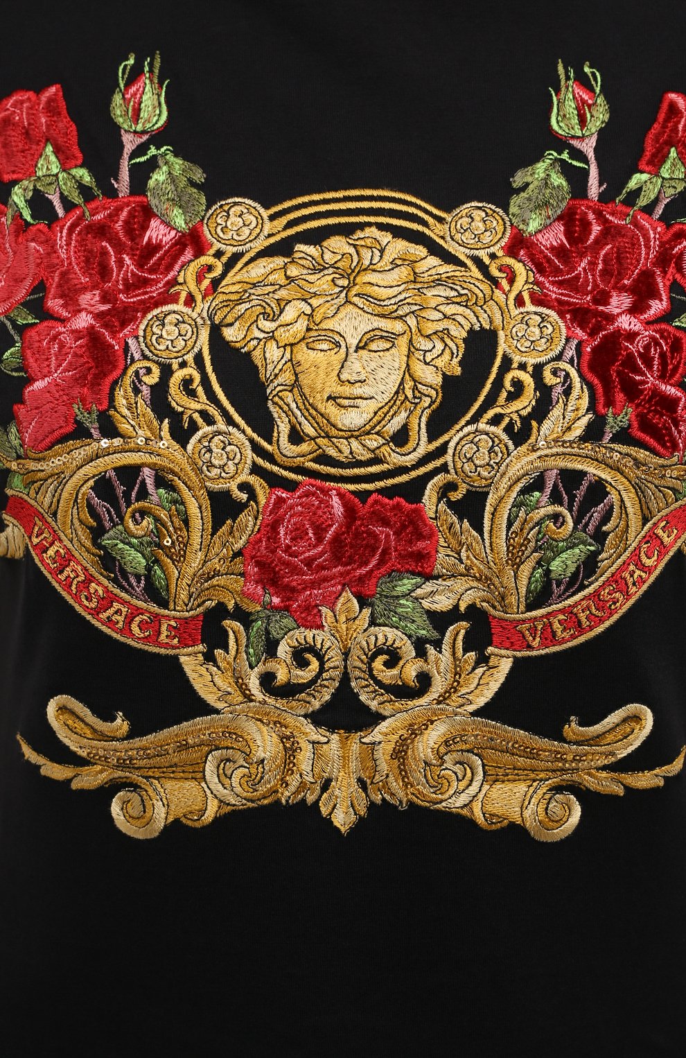 Хлопковая футболка VERSACE черного цвета по цене 69950 руб., арт. A87459/A228806, фото 5 Хлопковая футболка VERSACE, арт. A87459/A228806, фото 5