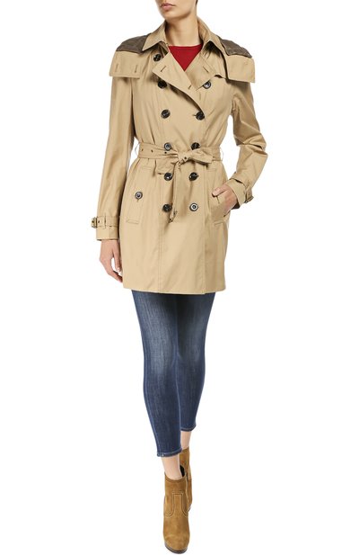 Утепленное двубортное пальто с поясом и капюшоном BURBERRY, арт. 3964034, фото 2