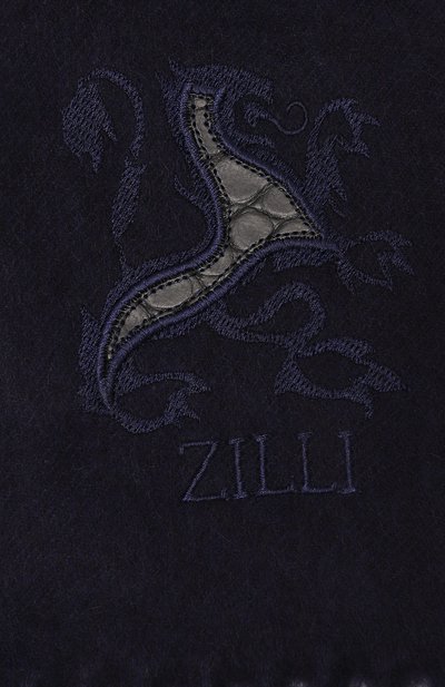 Шарф с отделкой из кожи крокодила ZILLI темно-синего цвета по цене 107000 руб., арт. SWF001M0310VBLE00N002/P0R, фото 4 Шарф с отделкой из кожи крокодила ZILLI, арт. SWF001M0310VBLE00N002/P0R, фото 4