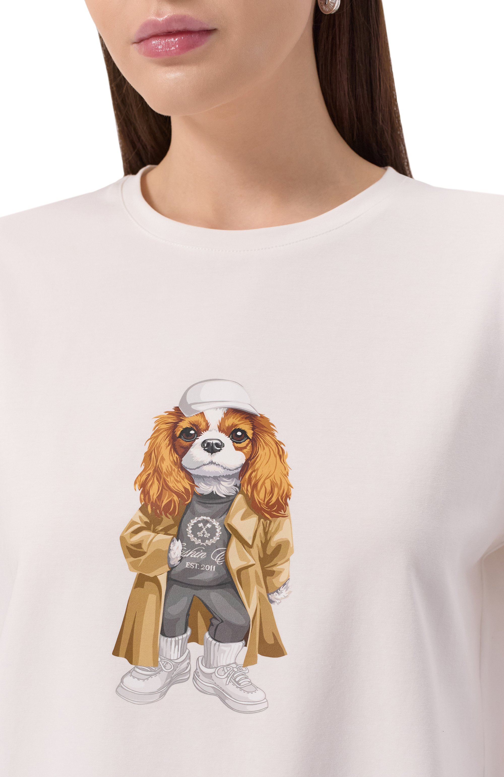 Хлопковая футболка FLASHIN молочного цвета по цене 13500 руб., арт. FS25TBSH, фото 5 Хлопковая футболка FLASHIN, арт. FS25TBSH, фото 5