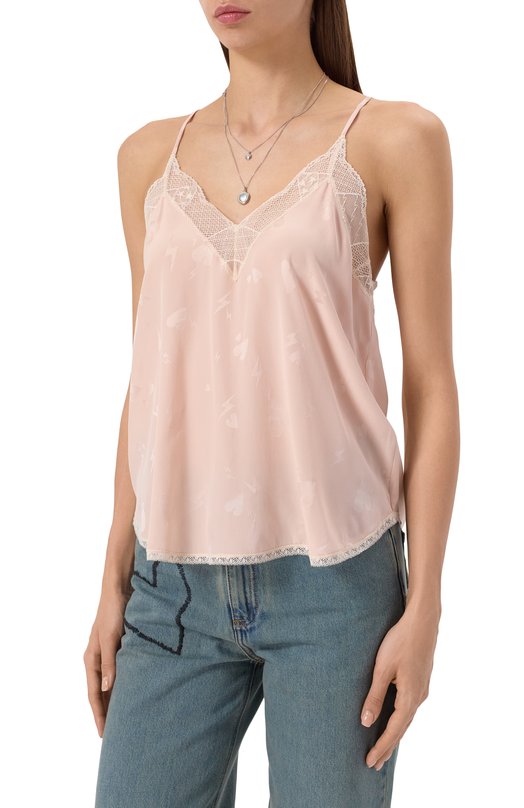 Шелковый топ Zadig and Voltaire WWCR01257 Розовый  WWCR01257 Фото 3