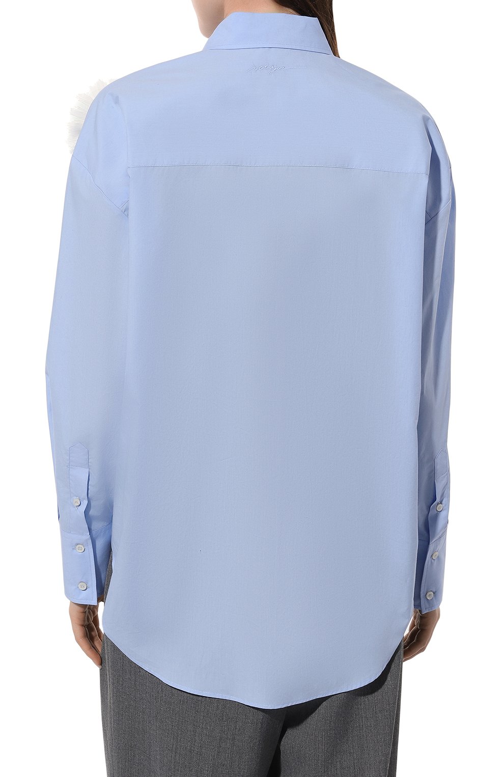 Хлопковая рубашка MSGM голубого цвета по цене 39300 руб., арт. 3641MDE20X/247101, фото 4 Хлопковая рубашка MSGM, арт. 3641MDE20X/247101, фото 4