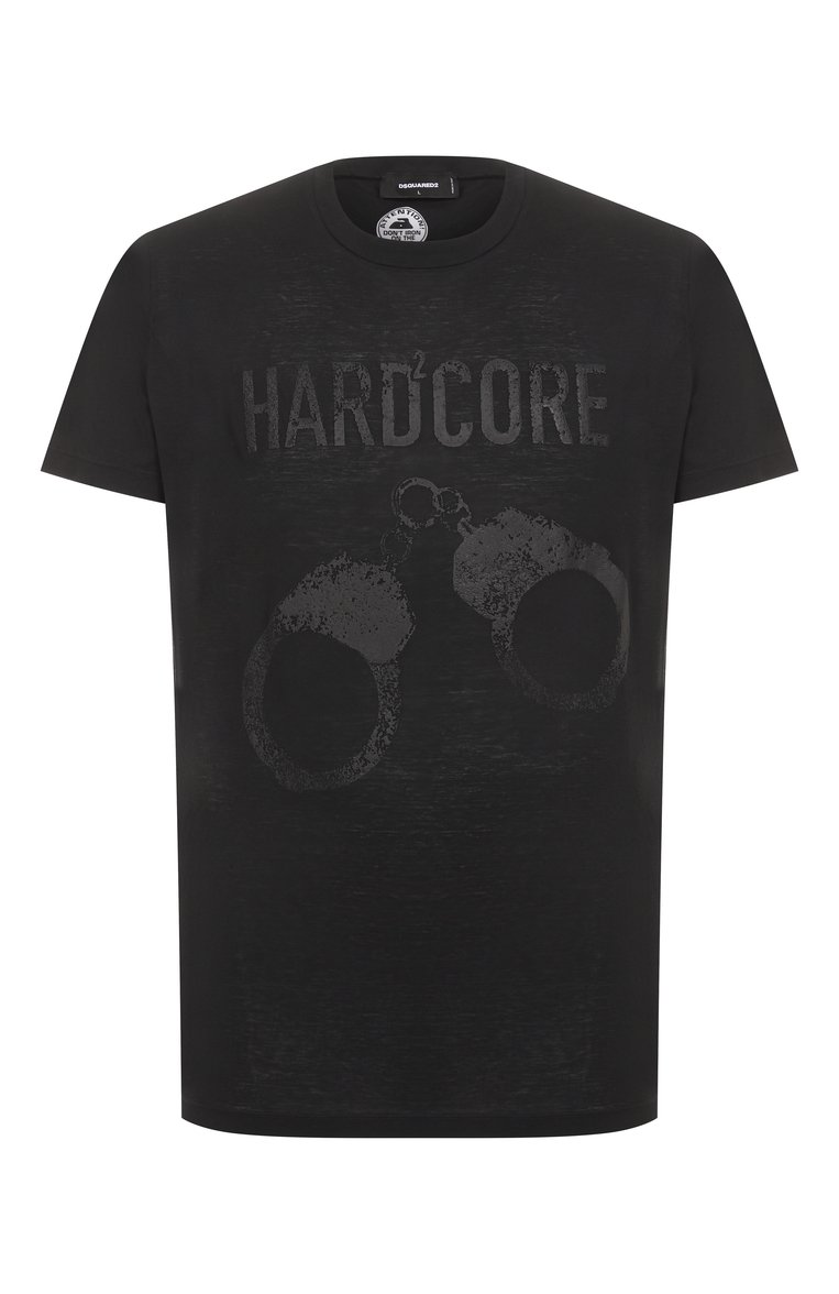 Мужская хлопковая футболка DSQUARED2 черного цвета, арт. S71GD1523/S21600 | Фото 1 (Длина (для топов): Стандартные; Рукава: Короткие; Материал внешний: Хлопок; Принт: С принтом; Мужское Кросс-КТ: Футболка-одежда; Стили: Спорт-шик; Детали: Без декора; Автоматизация состава: Проставлено; Автоматизация ТО: Проставлено)