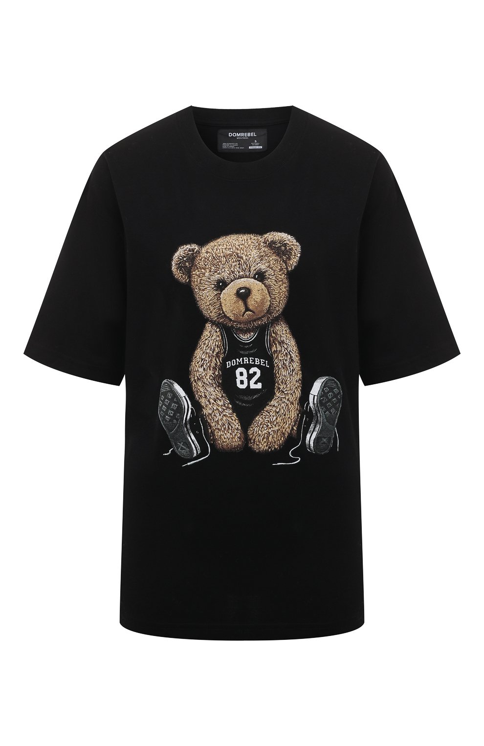 Хлопковая футболка DOMREBEL черного цвета по цене 15400 руб., арт. PLAY (CARRY-0VER)/T-SHIRT, фото 1 Хлопковая футболка DOMREBEL, арт. PLAY (CARRY-0VER)/T-SHIRT, фото 1