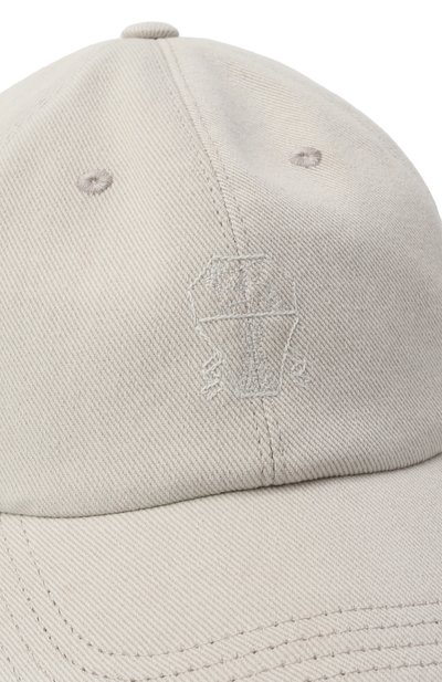 Хлопковая бейсболка BRUNELLO CUCINELLI светло-серого цвета по цене 23250 руб., арт. B277PW322B, фото 3 Хлопковая бейсболка BRUNELLO CUCINELLI, арт. B277PW322B, фото 3