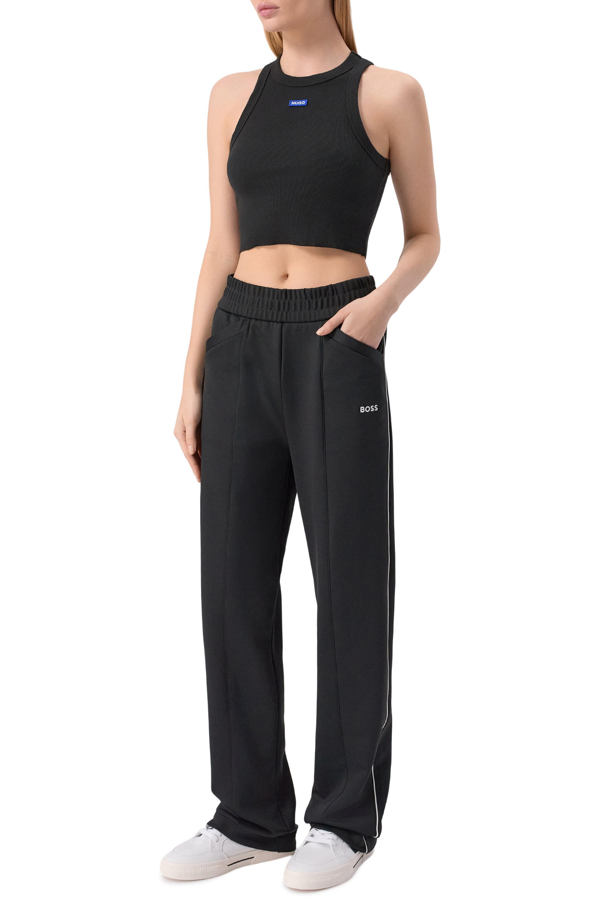 Хлопковый топ HUGO BLUE черного цвета по цене 5475 руб., арт. 50511450, фото 2 Хлопковый топ HUGO BLUE, арт. 50511450, фото 2