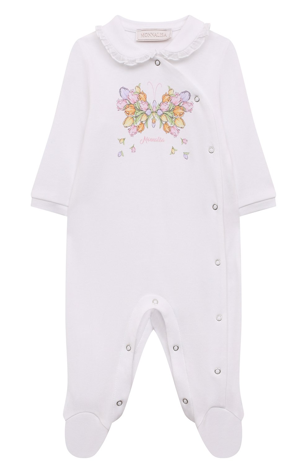Хлопковый комбинезон MONNALISA белого цвета по цене 9000 руб., арт. 35A201, фото 1 Хлопковый комбинезон MONNALISA, арт. 35A201, фото 1
