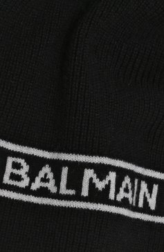 Детский шарф из шерсти и шелка BALMAIN черного цвета, арт. BT0P13 | Фото 2 (Материал: Текстиль, Шерсть, Шелк; Материал сплава: Проставлено; Нос: Не проставлено)