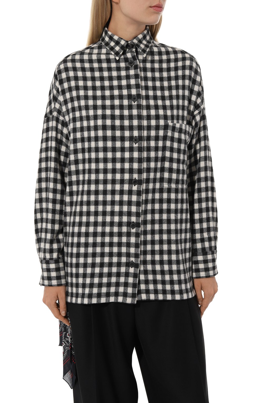 Рубашка из шерсти и кашемира DESTIN черно-белого цвета по цене 52750 руб., арт. DDW3EVABANDPEN, фото 3 Рубашка из шерсти и кашемира DESTIN, арт. DDW3EVABANDPEN, фото 3