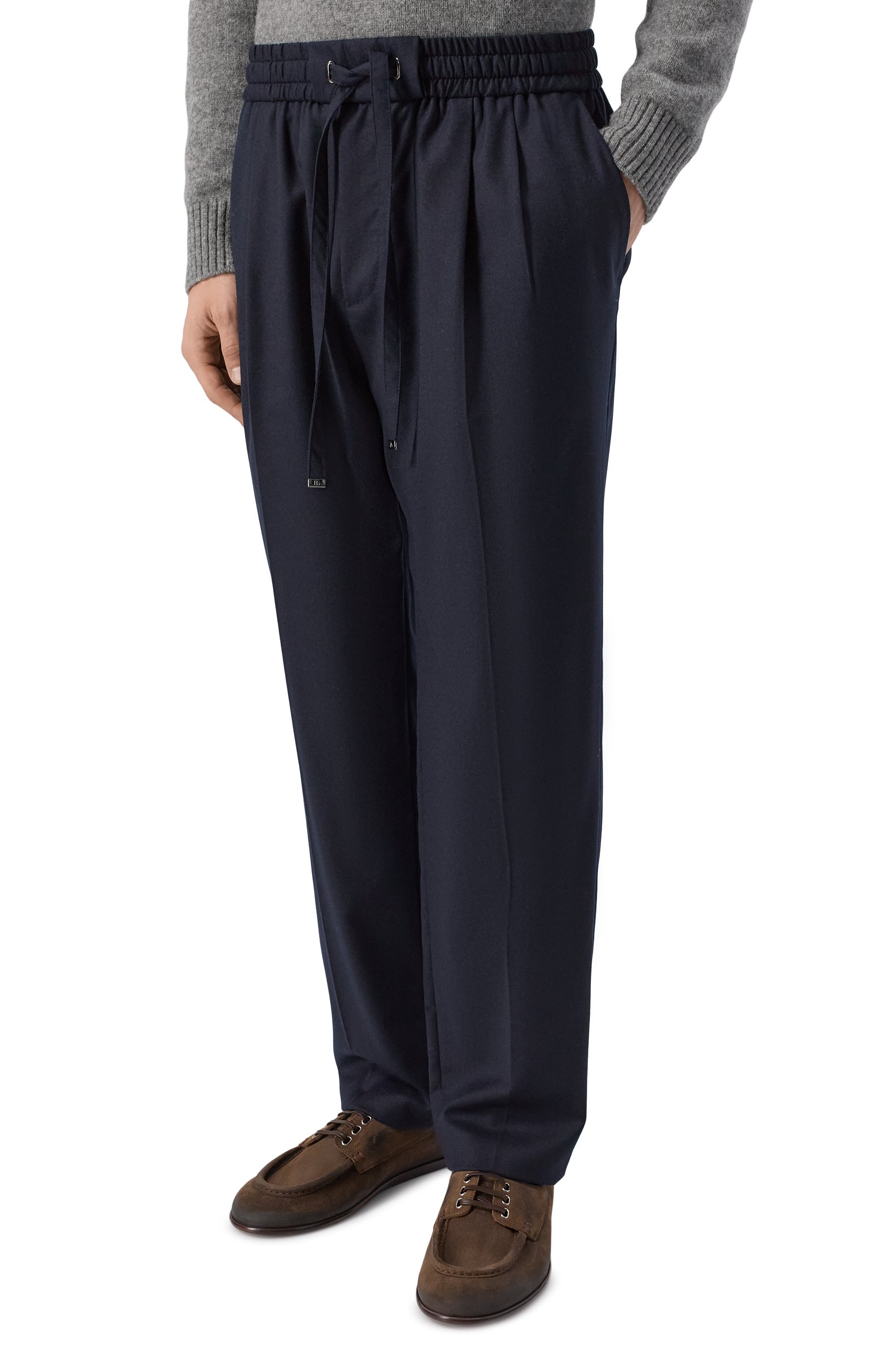 Шерстяные брюки DOLCE & GABBANA темно-синего цвета по цене 125500 руб., арт. GP26FT/FUBG8, фото 3 Шерстяные брюки DOLCE & GABBANA, арт. GP26FT/FUBG8, фото 3