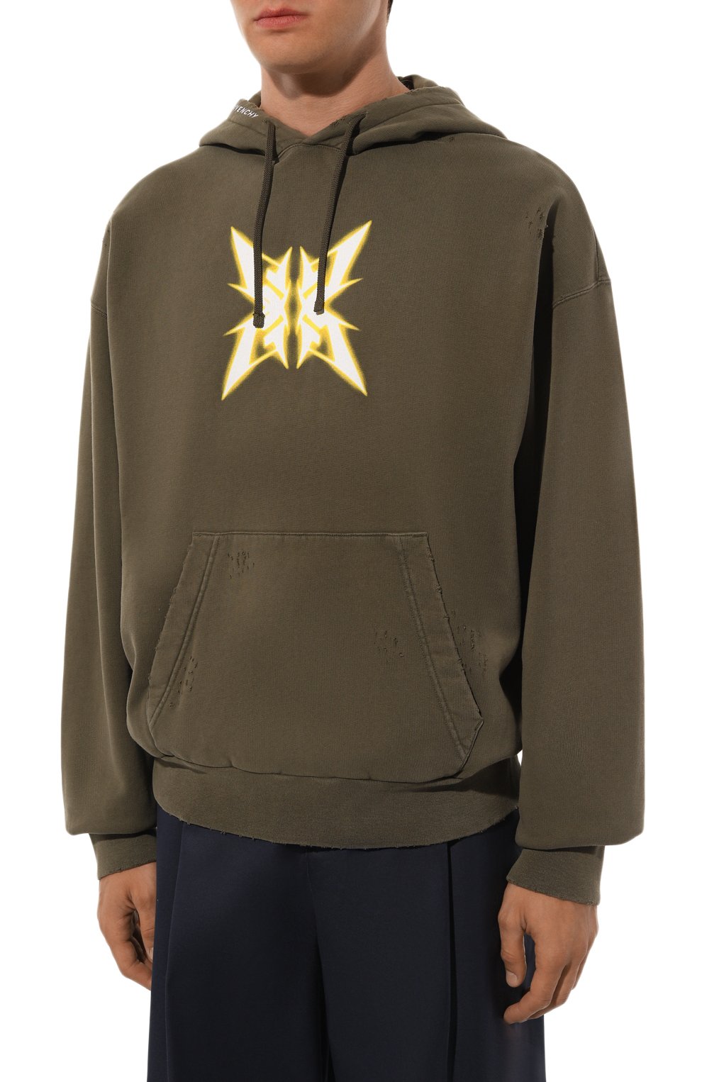 Хлопковое худи GIVENCHY хаки цвета по цене 128000 руб., арт. BMJ0LA3YGH, фото 3 Хлопковое худи GIVENCHY, арт. BMJ0LA3YGH, фото 3
