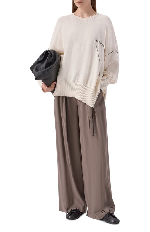 Пуловер из лиоцелла и хлопка Isabel Benenato DK410S26 Кремовый  DK410S26 Фото 2