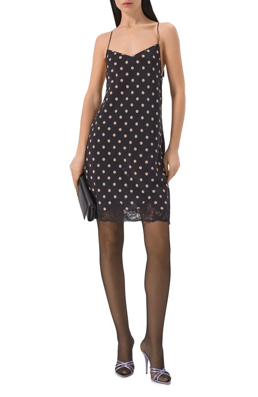 Шелковое платье Saint Laurent 856868/Y7J37 Чёрно-белый  856868/Y7J37 Фото 2