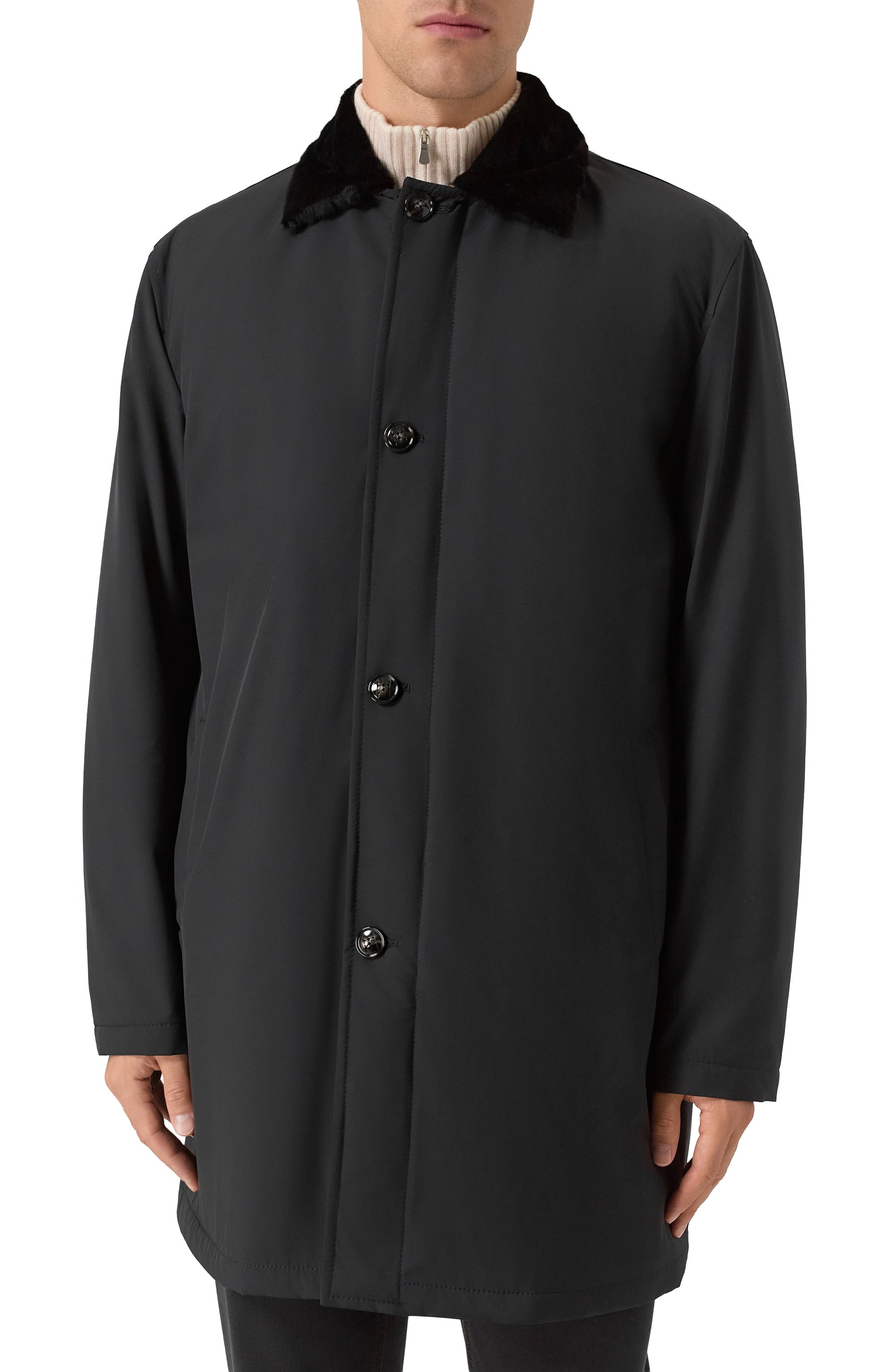 Пальто с подкладкой из овчины KITON черного цвета по цене 1890000 руб., арт. UW2186AV0402H20, фото 3 Пальто с подкладкой из овчины KITON, арт. UW2186AV0402H20, фото 3