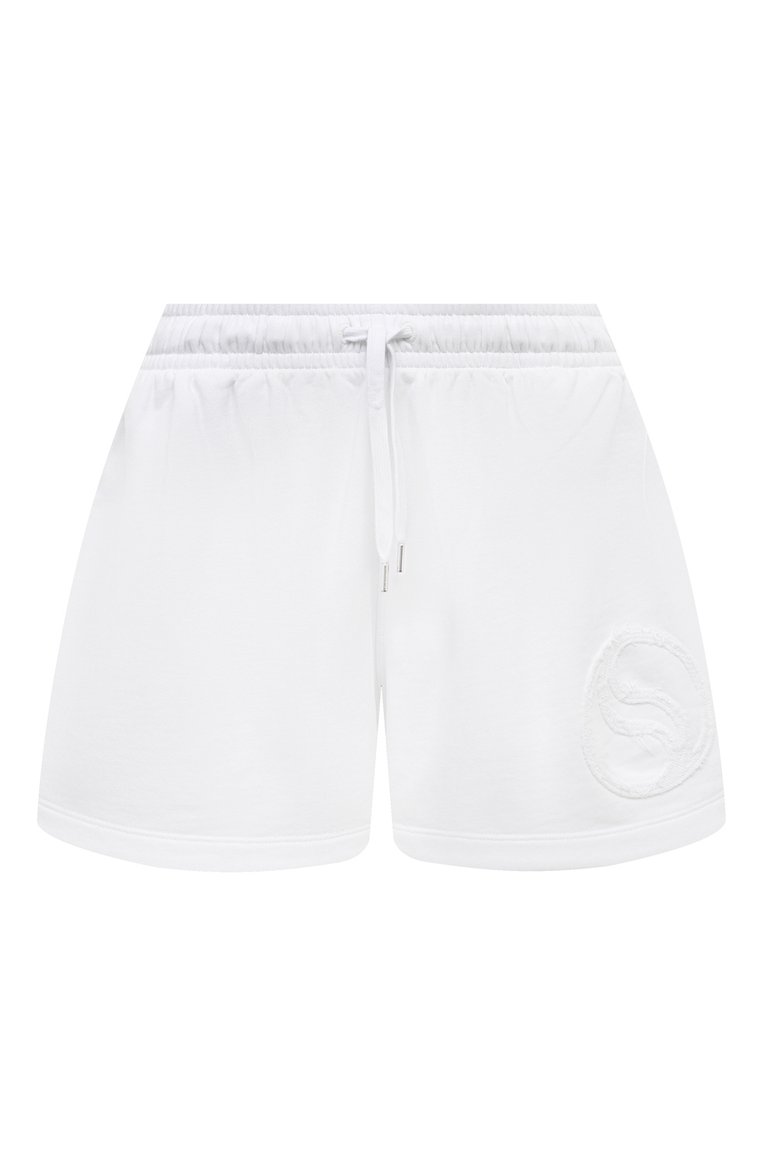 Женские хлопковые шорты STELLA MCCARTNEY белого цвета, арт. 6J0270/3SPY55 | Фото 1 (Длина Ж (юбки, платья, шорты): Мини; Материал внешний: Хлопок; Стили: Спорт-шик)