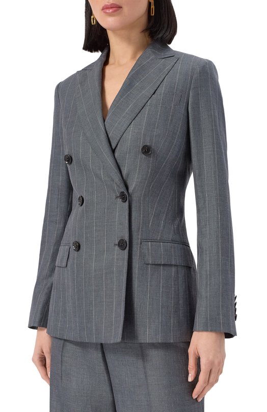 Жакет изо льна и шерсти Kiton D46523K0603E08 Серый  D46523K0603E08 Фото 3