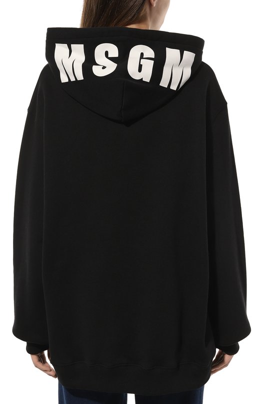 Хлопковое худи MSGM 2000MDM535 200001 Чёрный  2000MDM535 200001 Фото 4
