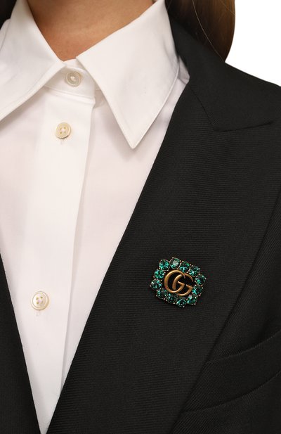 Брошь GUCCI зеленого цвета по цене 43200 руб., арт. 504857 J1D50, фото 2 Брошь GUCCI, арт. 504857 J1D50, фото 2