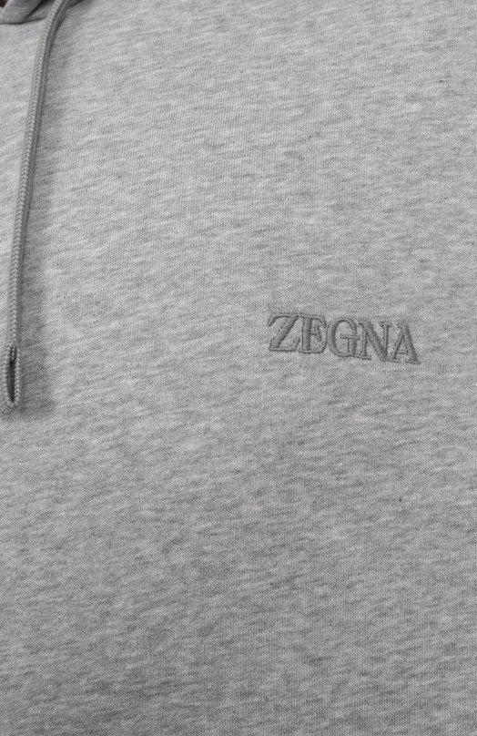 Хлопковое худи Zegna N6MH0/194 Серый  N6MH0/194 Фото 6