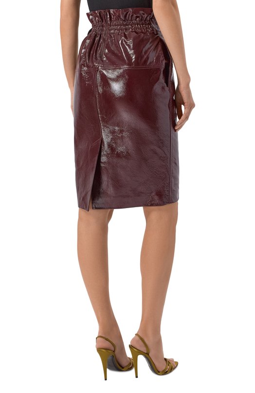 Кожаная юбка Saint Laurent 858559/YCUB2 Бордовый  858559/YCUB2 Фото 4